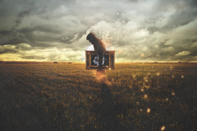 horizon over land, sky, land, horizon, environment, no people, frame, fading, outdoors, agriculture, holding, grass, sunset, cloud - sky, 1080P, man, field