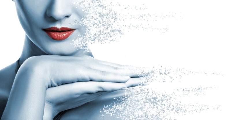 woman, effect, 2K, lips, disintegrating