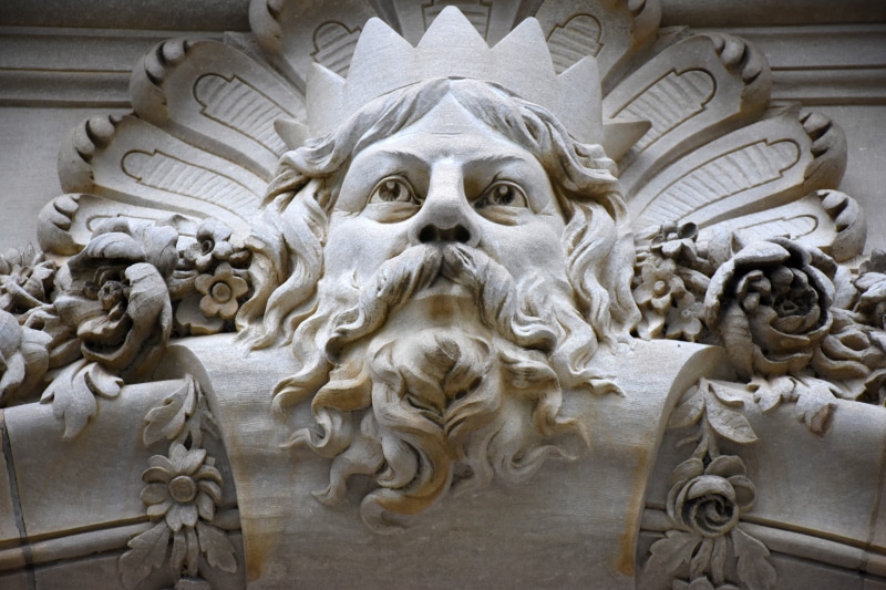 human representation, history, greek god, day, the past, close-up, architecture, creativity, solid, representation, stone material, bas-relief, 5K, mythology