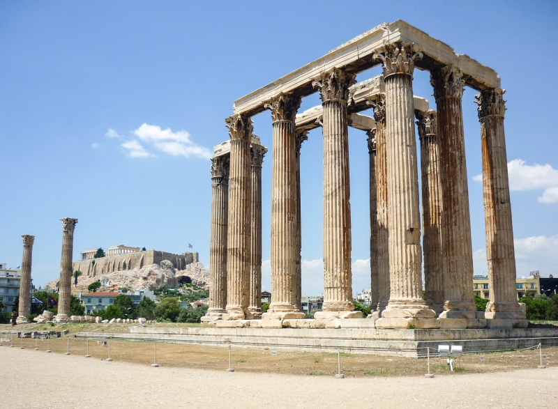 history, the past, nature, old ruin, athens, greek, 2K, pillars, column, historic, temple of zeus, archaeology, culture, ruined, olympia, day, architectural column