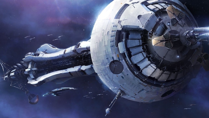 military, day, mode of transportation, outdoors, spacecraft, airplane, transportation, illustration, exploration, Mass Effect, sky, video games, weapon