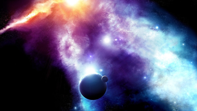 graphic, stars, round, two, uncountable, space, planets, universe, bright, planet, 1080P, dark, abstract, art