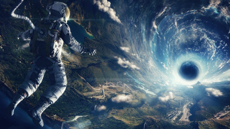astronaut, space, 4K, wormhole