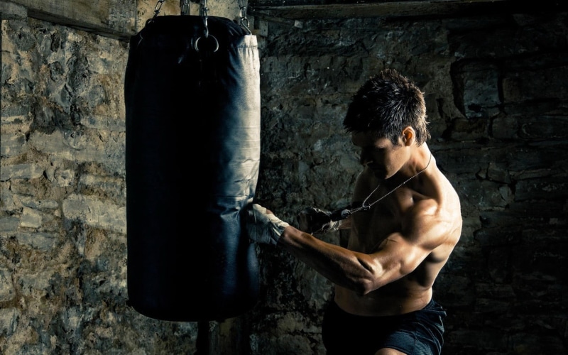 boxing, muscular build, healthy lifestyle, indoors, strength, hitting, 720P, young adult, effort, chest, boxing - sport, lifestyles, motion, adult, punching