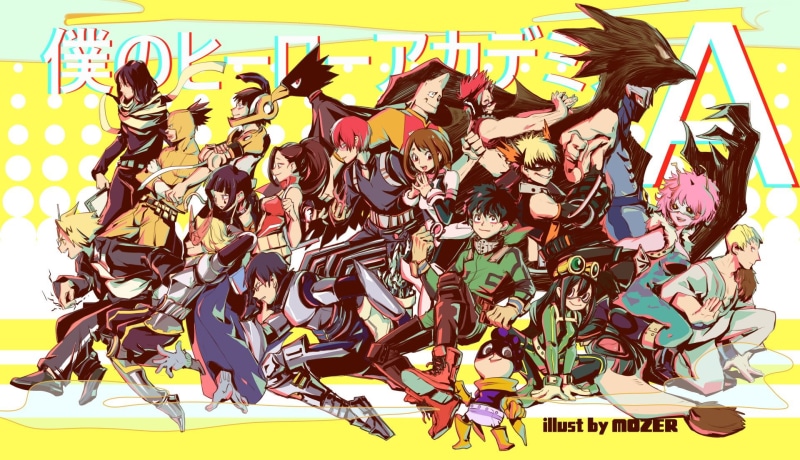 Mina Ashido, leaves, nature, My Hero Academia, Yuga Aoyama, table, Anime, Koji Koda, abundance, Denki Kaminari, text, Tooru Hagakure, Kyouka Jirou, Ochaco Uraraka