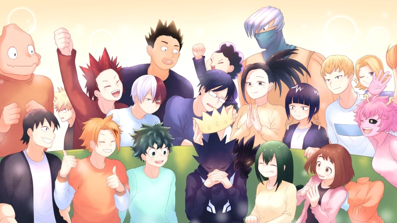Mezo Shoji, Fumikage Tokoyami, Mashirao Ojiro, Kyoka Jiro, Momo Yaoyorozu, Tsuyu Asui, Izuku Midoriya, Eijiro Kirishima, Tenya Iida, 4K, Yuga Aoyama, Katsuki Bakugou