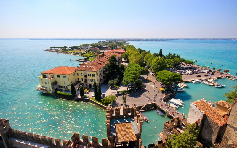 House, Lombardy, Panorama, Garda, Italy, Trees, Island, Sirmione, Lake, 1080P