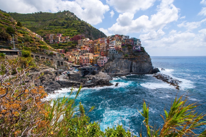 seascape, island, horizon over water, village, liguria, water, rocky coastline, hill, built structure, rock, house, scenics, cinque Terre, mediterranean Countries
