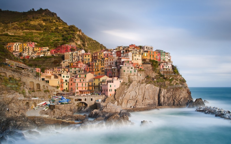 1080P, Italy, Sea, Terre, Coast, Buildings, Manarola, Rocks, Houses, Cinque, Ligurian, Boats
