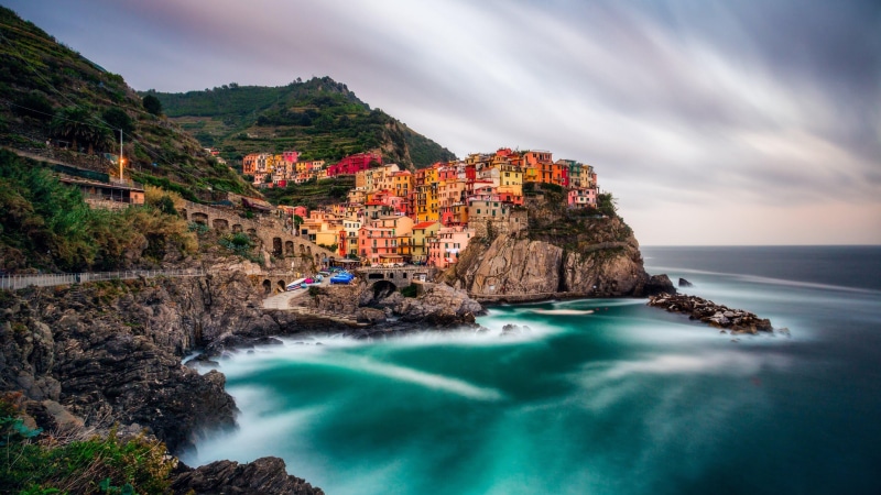 liguria, sea, horizon over water, mountain, water, cliff, headland, coastline, solid, cinque terre, manarola, shore, fishing town, coast, built structure