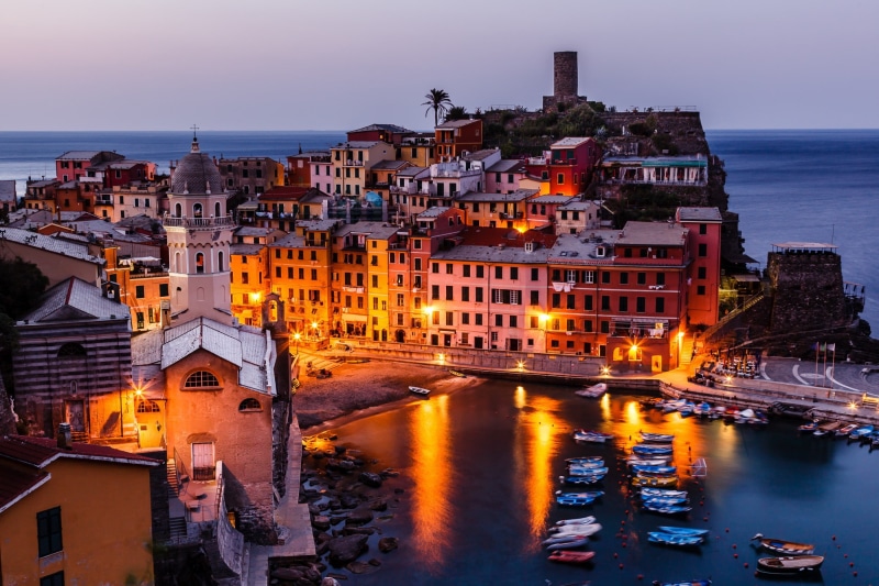 Italy, genoa, Gulf of Genoa, the Gulf of Genoa coast, Buildings, 1080P, gulf, Liguria, panorama, Cinque Terre, Vernazza