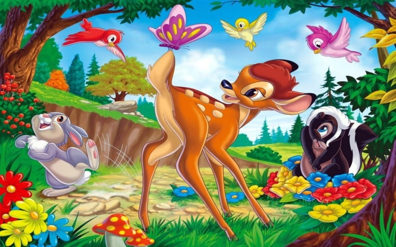 cartoon, thumper, flower, butterflies, 1080P, hd, disney, bambi, game