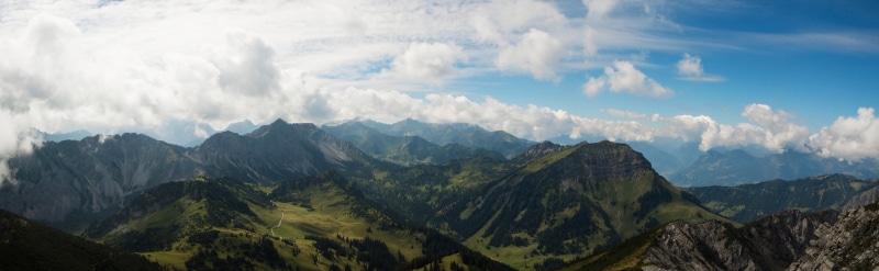 mountain Range, scenics, panorama, cloud, mountain Peak, clear, green, grassland, photo, landscape, meadow, alps, Liechtenstein, mountain, grass, covered
