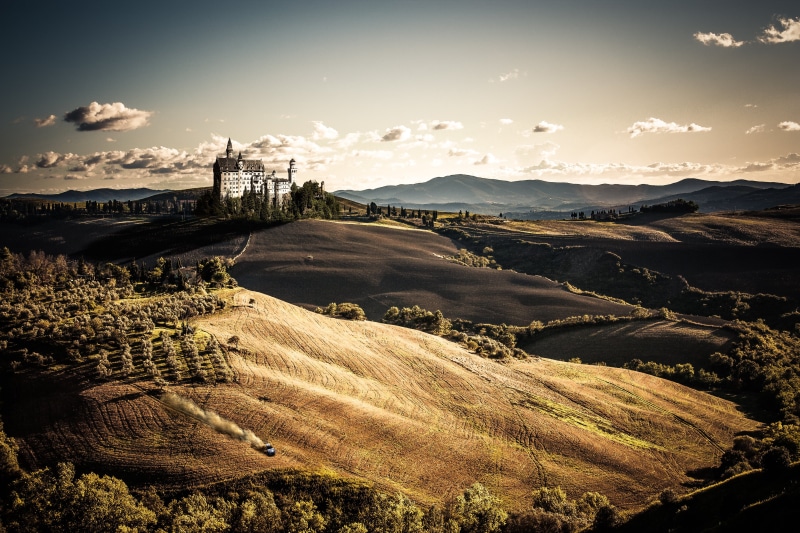 Rally, sunrise - Dawn, europe, Italia, summer, day, Toscana, field, hill, sky, outdoors, rural Scene, time, nature, sunset, val dOrcia, Canon  450D, cypress Tree