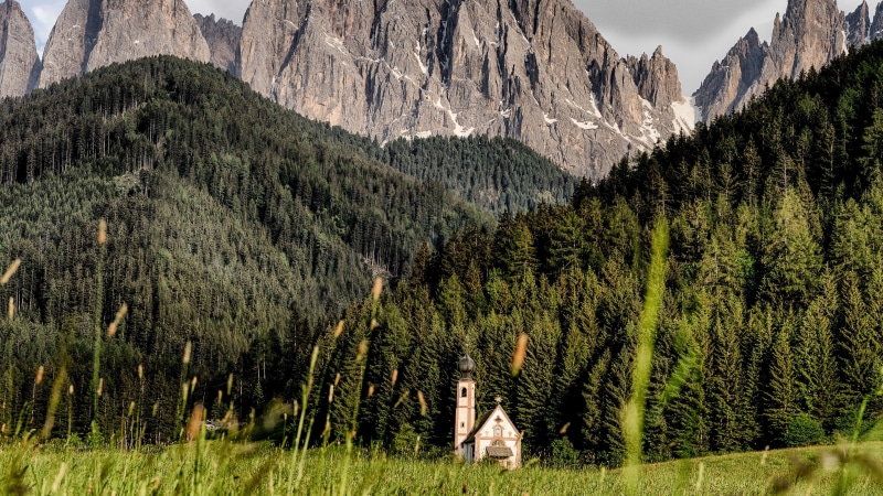 grass, beauty in nature, mountain range, pine woodland, st. johann church, nature park, valley, tranquil scene, forest, green color, ranui, tranquility