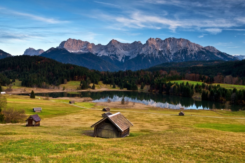 Munich, Mittenwald, vacations, brown, shed, Bergsee, blue sky, Abend, Outdoor, photo, dolomites, outdoors, sky, Oberbayern, Alpen, beauty In Nature, mountains
