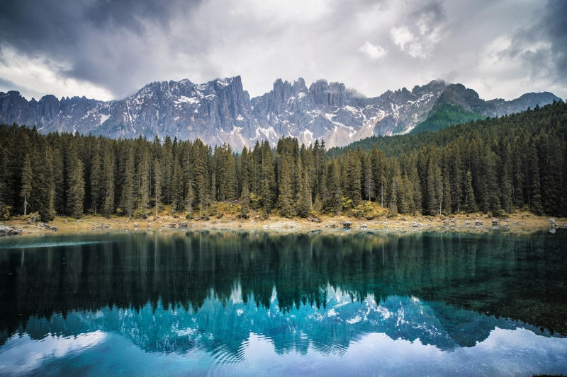 mountains, 1080P, Bolzano, forest, lake, Italy, Lake Carezza