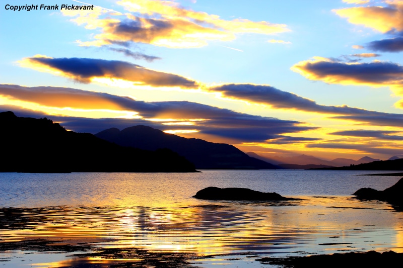 scenic, daylight, view, landscape, near, national scenic area, mountain, northwest highlands, Inverness-Shire, golden  hills, beach, body of water, evening
