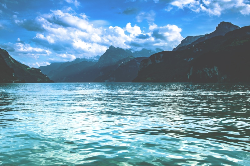 mountain range, sky, rest, no people, bergsee, waters, scenics, mountain, lakeside, beauty in nature, switzerland, mountains, formation, alpine, tranquility