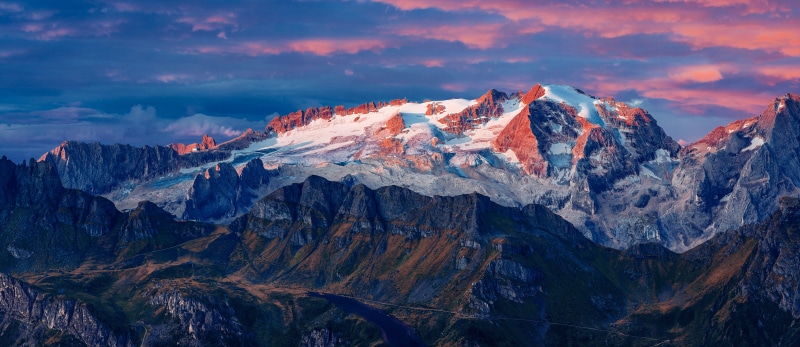colfosco, summit, mountains, glacier, marmolada glacier, italy, 8K