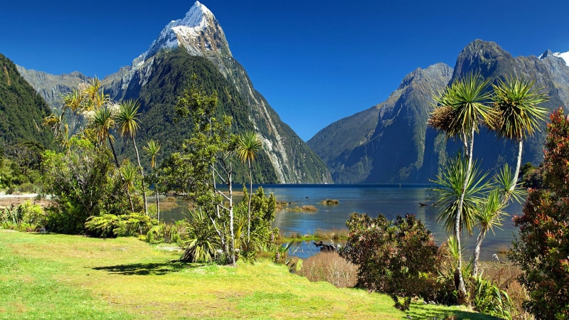 fiordland, milford, landscape, park, non-urban scene, lake, idyllic, 4K, sound, new, mountain peak, mountain, tranquil scene, scenics - nature, national