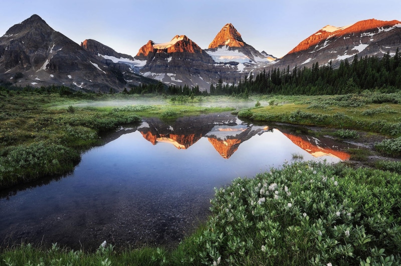 landscape, mountain range, tranquility, photography, wildflowers, morning, idyllic, water, day, no people, mountain, 1080P, mountains, nature, tree, beauty in nature