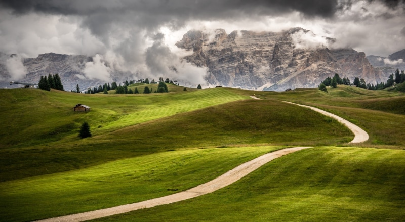 tranquil scene, alta badia, tree, Clouds, Nature, Mountain, land, cloud - sky, Europe, mountain range, mountains, non-urban scene, Light, snowcapped mountain