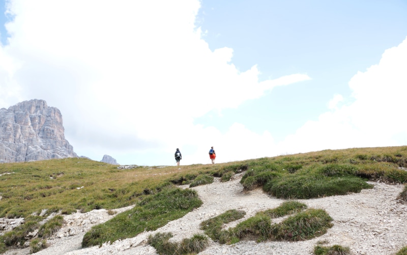 men, tranquil scene, nature, dolomites, outdoors, rear view, 5K, auronzo di cadore, two people, non-urban scene, beauty in nature, leisure activity, italy