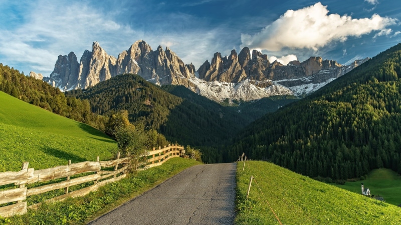 1080P, bolzano, mountain path, geislergroep, south tyrol, path, mountain range, dolomites, funes valley, wilderness, seiser alm, road, valley, italy, alps