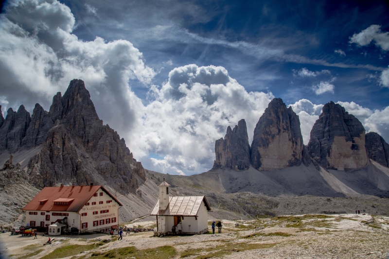 5K, dolomites, big pinnacle, travel destinations, small gargoyle, building, built structure, mountains, mountain range, rock - object, environment, sky