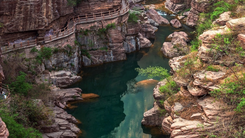 canyon, yuntaishan global geopark, china, asia, jiaozuo, henan, yuntaishan world geopark, yuntaishan, 4K, xiuwu, yuntaishan geopark, yuntai mountain, water