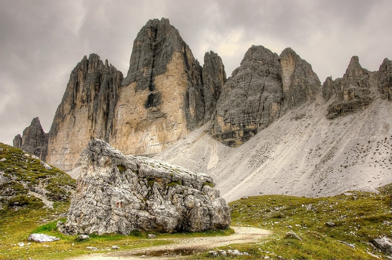 italy, rocky mountains, rock wall, alm, high, mountain peak, landscape, geology, no people, beauty in nature, eroded, 2K, natural wonders, lavaredo, hiking