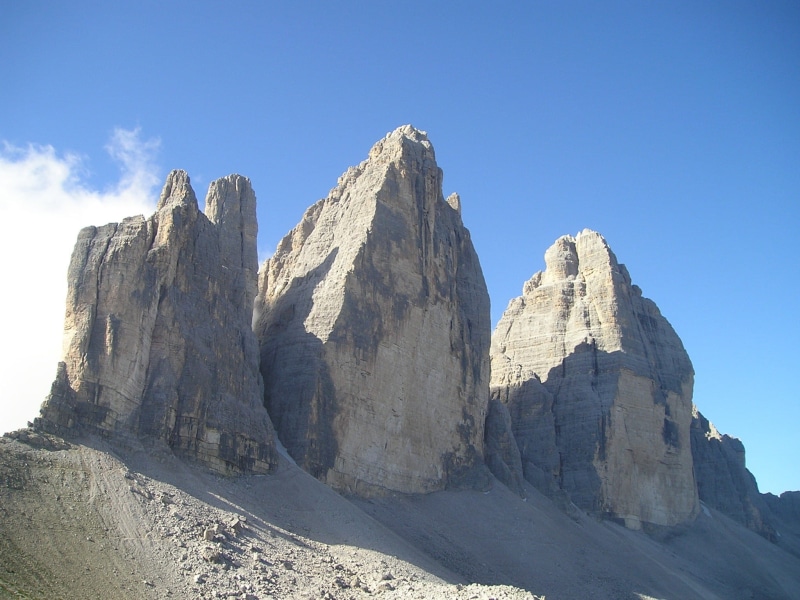 scenics - nature, north wall, clear, 1080P, dolomites, rock wall, rock - object, no people, lavaredo, nature, land, western zinne, steep wall, environment