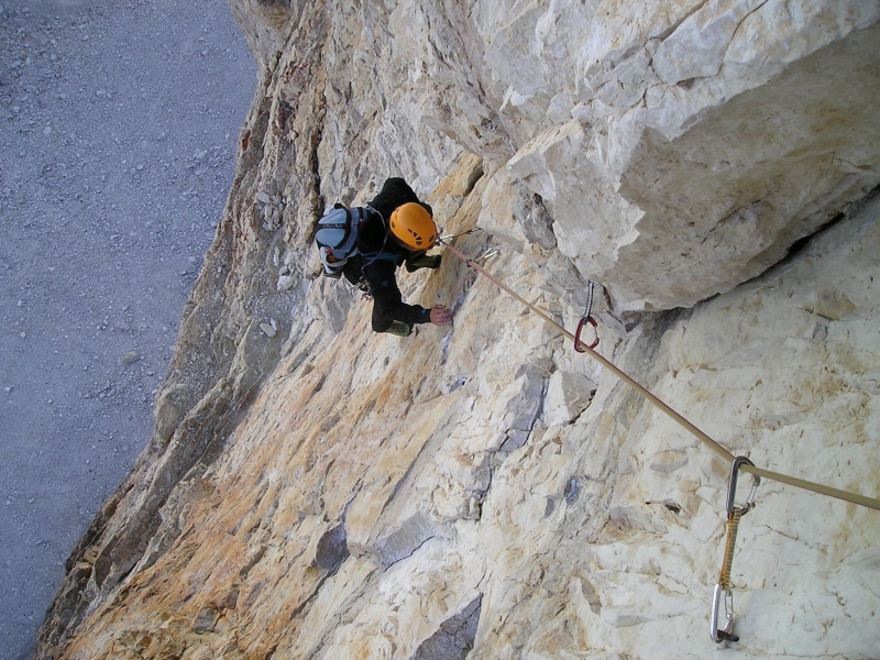 activity, outdoors, leisure activity, north side, three zinnen, full length, adult, men, dolomites, equipment, rock Climbing, man, daytime, sport, increased to