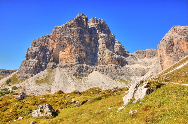 hike, near, mountain, extreme sports, grass, mountain peak, hiking, high, no people, mountains, environment, field, sexten dolomites, summer, bergsport