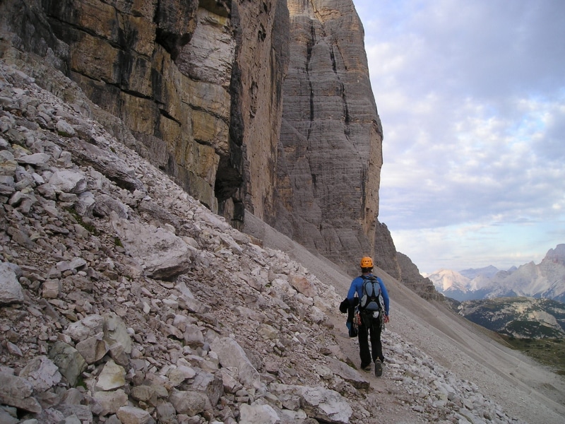 travel, italy, adult, dolomites, mountaineer, rock - object, cloud - sky, men, steep, real people, alpine climbing, increased to, one person, sexten dolomites