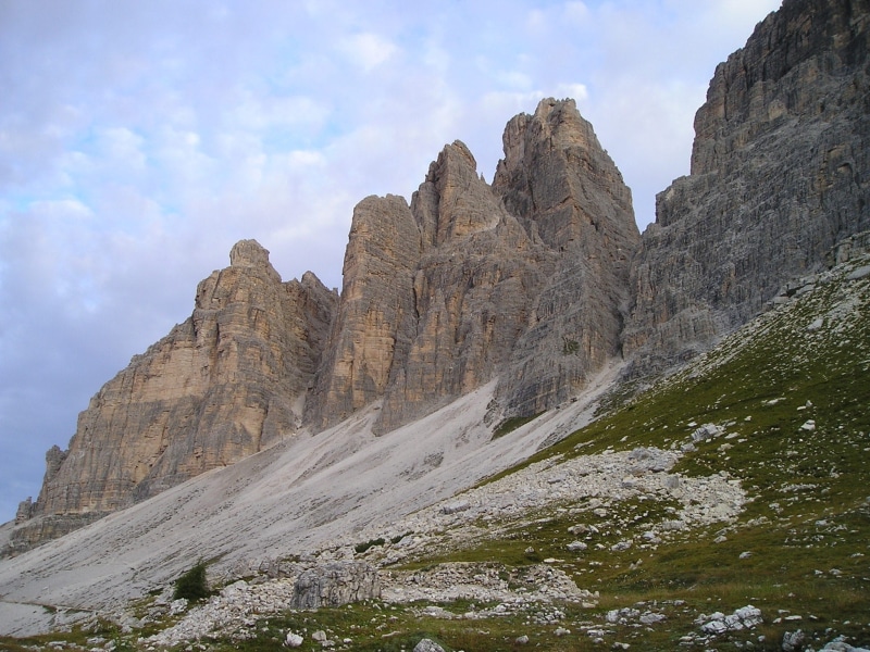 tranquil scene, day, scenics, mountains, formation, solid, mountain, steep, scenics - nature, natural wonders, three zinnen, geology, italy, climb, hiking