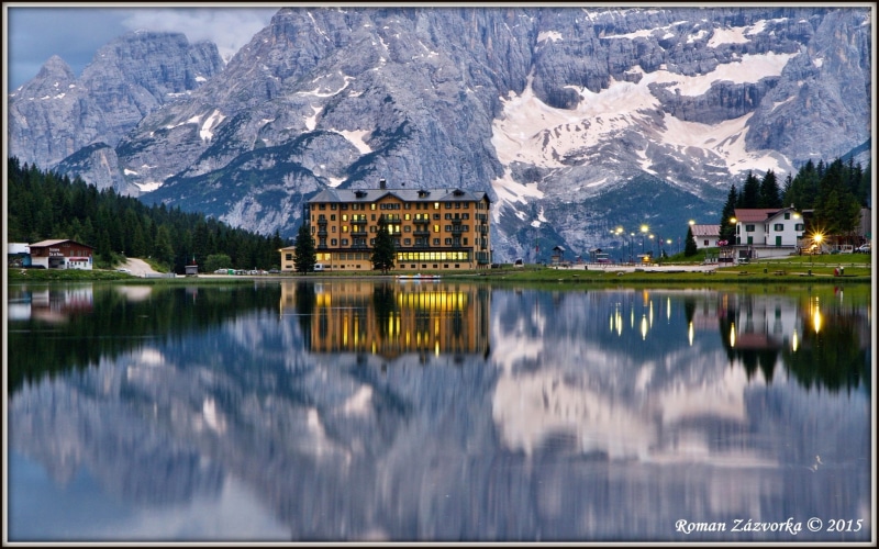 cities, misurina, mountains, houses, 2K, cadore, lake, italy, nature