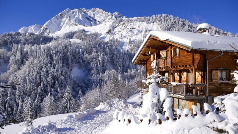 nature and landscapes, wondrous, chalet, mountains, 1080P, french, forest, winter, alps