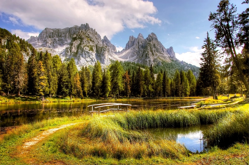 summer, panorama, sunny, rubble field, grass, tranquil scene, unesco world heritage, dolomites, rock, cloud - sky, tranquility, landscape, belluno, 2K