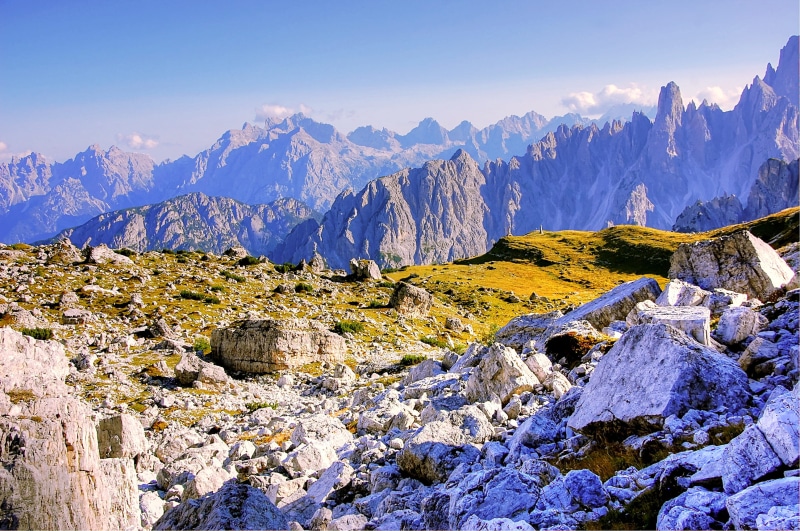 south tyrol, mountains, winter, rock - object, clouds, snow, dolomites, pine tree, outlook, rubble field, view, mountain range, mountain peak, sky, landscape