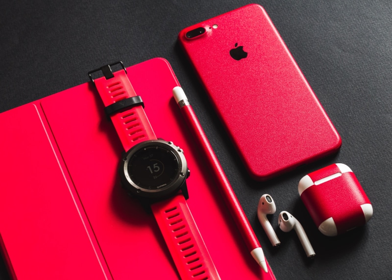 phone, studio shot, black color, medium group of objects, plus, text, strap, tablet, work tool, colored background, arts culture and entertainment, watch