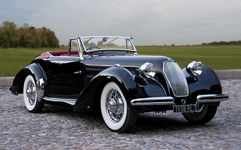 classic, 1080P, roadster, elegant, 1938, vintage, talbot-lago, t, black, convertible, talbot, lago