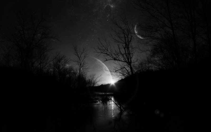 dark, oscura, 1080P, bosque, abstracto, rio, noche