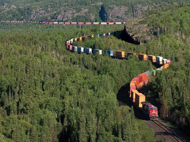 720P, canada, largo, mundo, bosque, tren