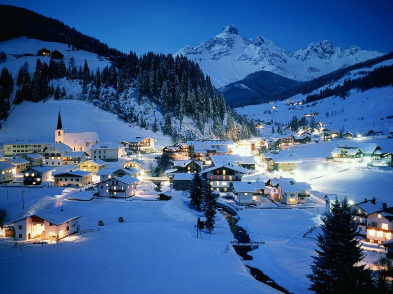 austria, 1080P, invierno, paisaje, pueblo