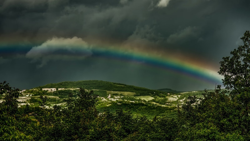 naturaleza, 2K, lluvia, arco, nubes, iris