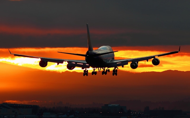 1080P, amanecer, despegando, avion