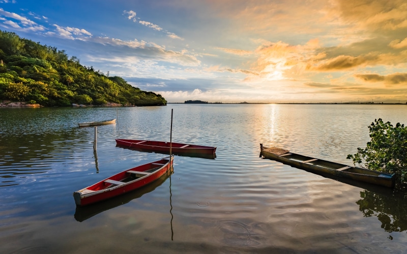 nautical Vessel, BR, imarui, water, canoe, tranquil Scene, two, scenics, sunset, lake, da, HDR, F4, Ponta, photo, SC, summer, landscape, boats, 5K, Laguna