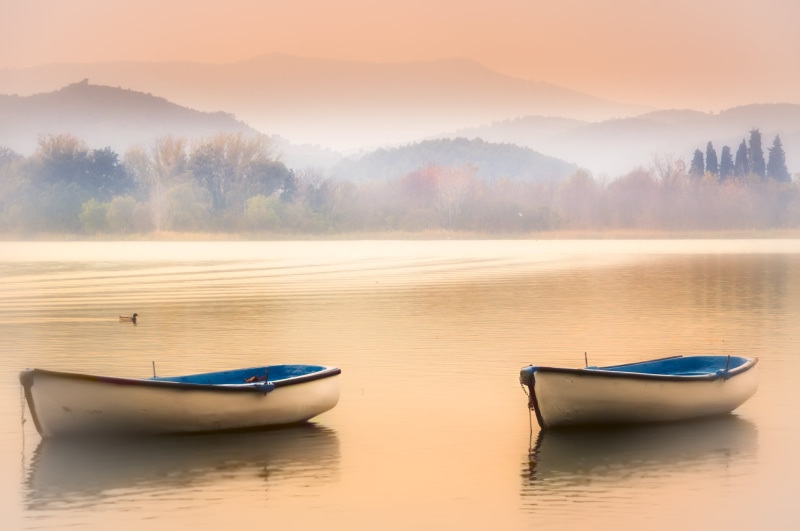 forest, catalonia, lago, mountain, daytime, landscape, 2K, nautical Vessel, spain, two, cataluña, scenics, tranquil Scene, outdoors, Banyoles, sunset
